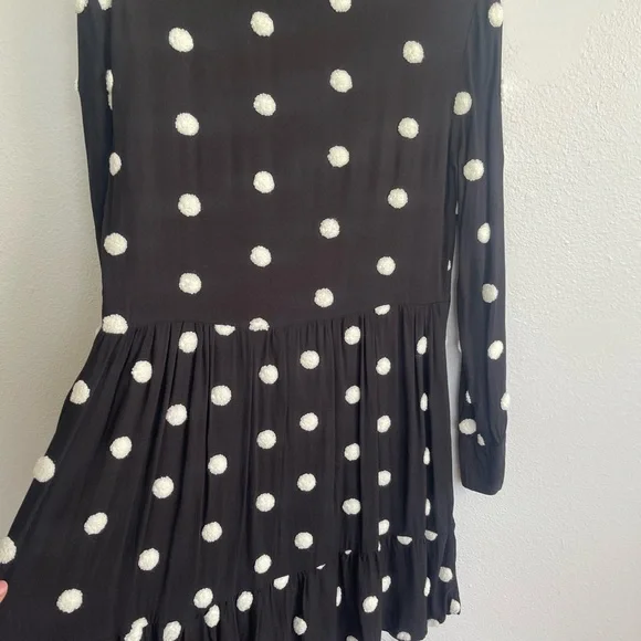 Zara Black and White Polka Dot Long Sleeve Dress - Picture 4 of 5